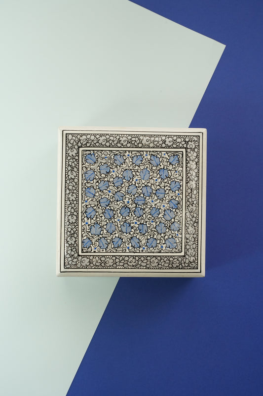 Mystic Blue Paper Mache Decorative Box
