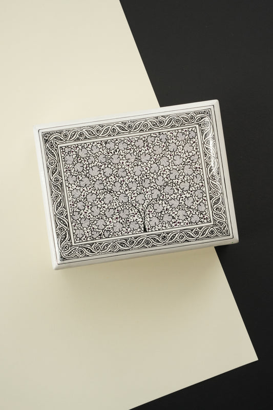 Classic Paper Mache Decorative Box with Floral Motifs